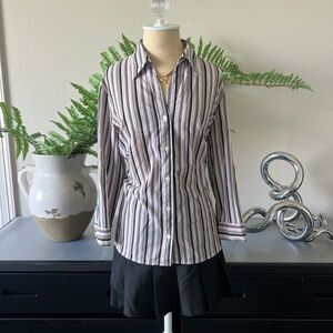 Button up pinstripe pink and black top!
